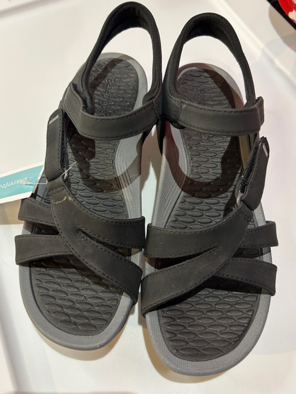 BareTraps Black Strappy Outdoor Comfort Sandals